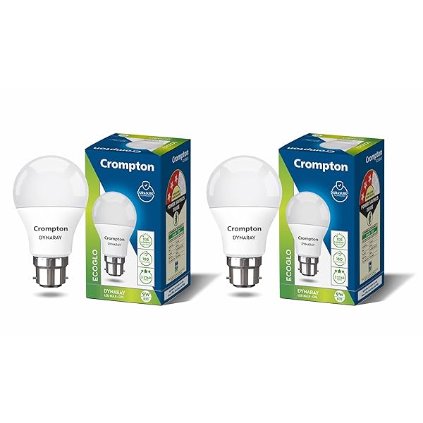 Image of Crompton Dyna Ray 9W Round B22 LED Cool Day Light Pack of 2