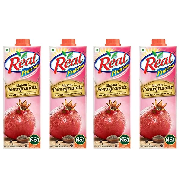 Image of DABUR Real Masala Pomegranate Fruit Juice-1L (Pack of 4)|