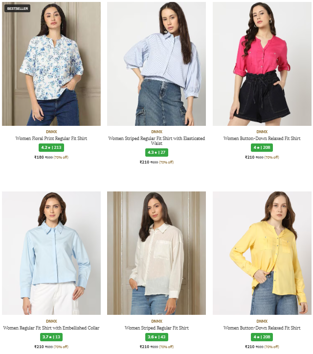 Image of DNMX Brand Women's Shirts @ Flat 70% Discount