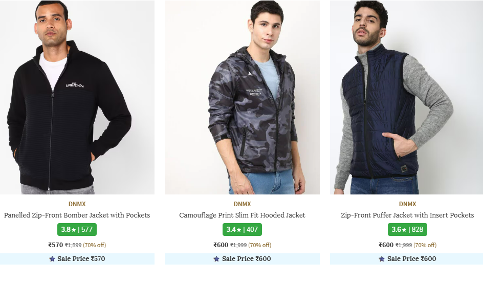 Image of DNMX Men's Jackets Starting @ ₹570