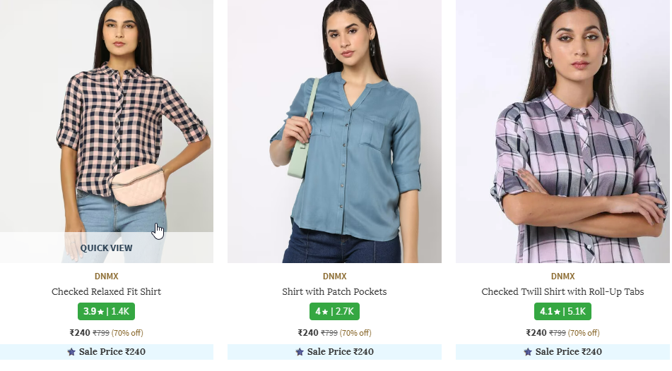 Image of DNMX Women's Fashion Fit Shirts Starting @ ₹240