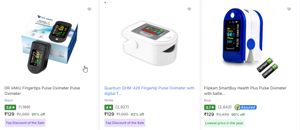 Image of DR VAKU Pulse Oximeters Available on Flipkart for Minimum 98% Discount | Starting @ ₹129