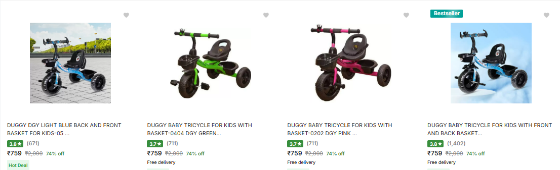 Image of DUGGY DGY BACK KIDS-05 Tricycle with Bicycle Starting at ₹759