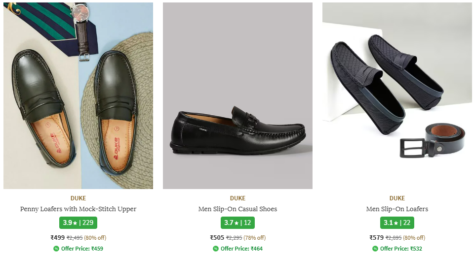 Image of DUKE Penny Loafers with Mock Starting at ₹499