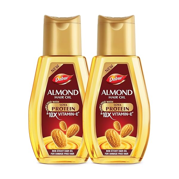 Image of Dabur Almond Hair Oil - 580ml(290ml*2) | Provides Damage Protection 