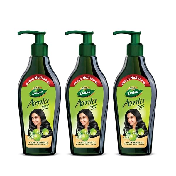 Image of Dabur Amla Hair Oil - 550ml (Pack of 3) | For Strong, Long and Thick hair | Nourishes Scalp | 