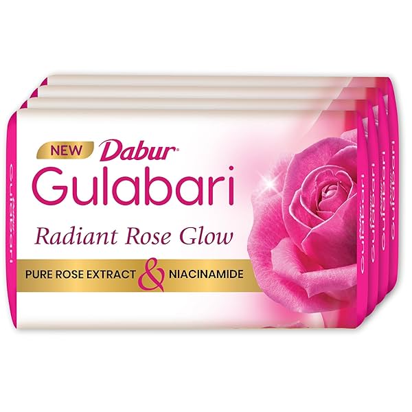 Image of Dabur Gulabari Pure Rose Soap 150g (Pack of 4) | Moisturizing Bathing Soap