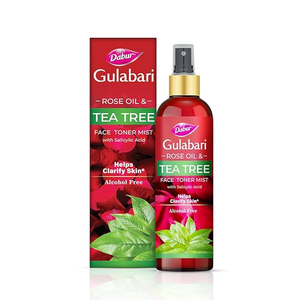 Image of Dabur Gulabari Rose Oil & Tea Tree Face Toner Mist & Rosewater with Salicylic Acid - 100ml 