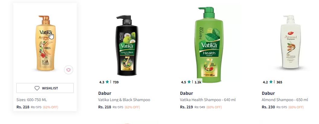 Image of Dabur Vatika Ayurvedic Shampoo Starting Price @ ₹218