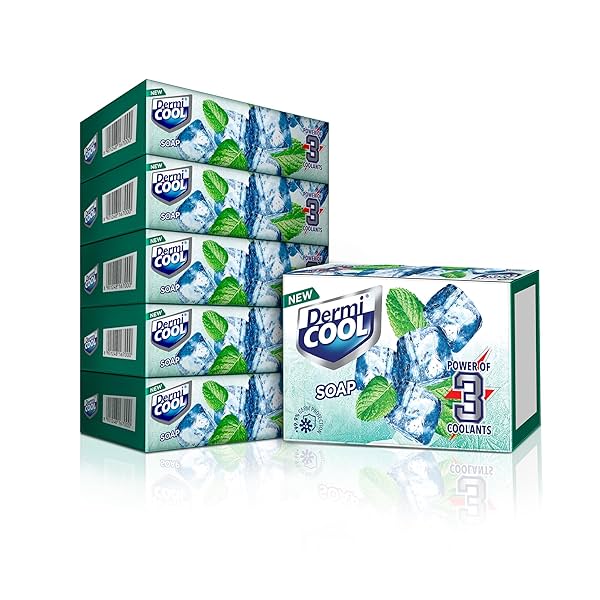 Image of Dermicool Soap With The Power Of 3 Coolants | 125 GM Each | Pack of 5