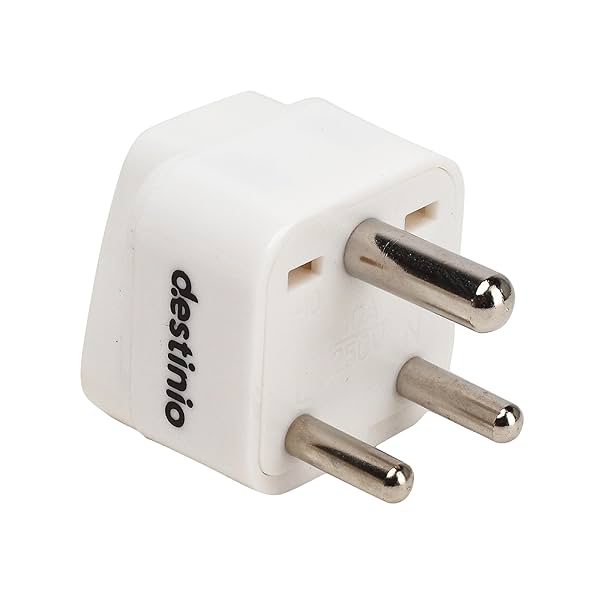 Image of Destinio World Travel Adapter (US to India, UK to India, 1-Socket, White, Pack of 1)