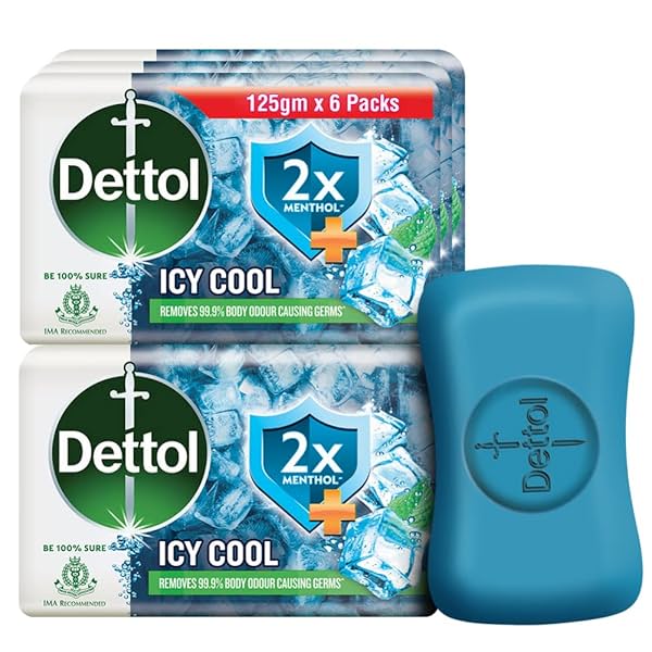 Image of Dettol Icy Cool Bathing Soap Bar 125g each Pack of 6