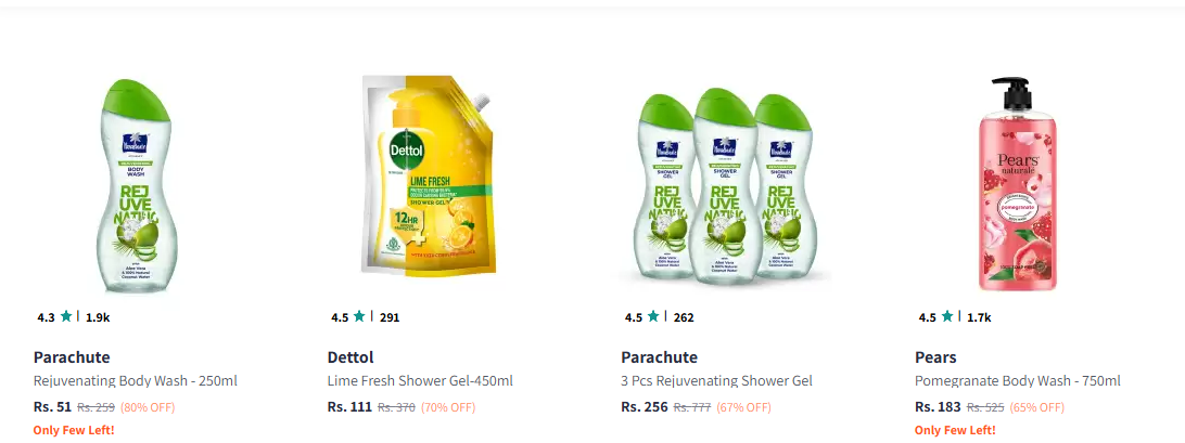 Image of Dettol , Pears and Parachute Shower Gel & Body Wash up to 80% Discount 