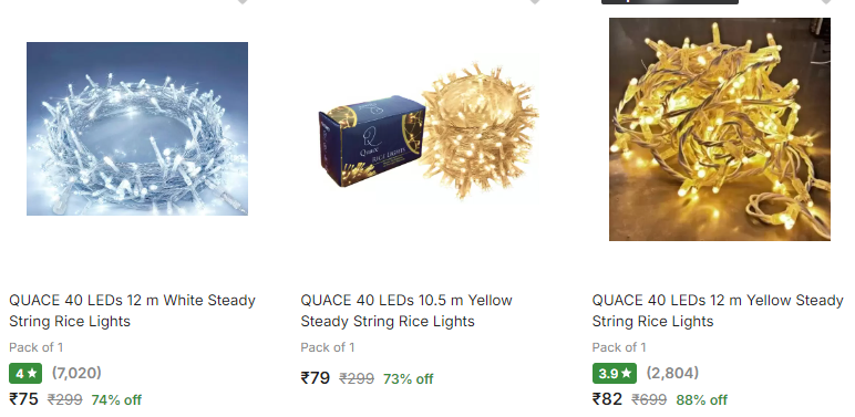 Image of Diwali Festive Rice Lights Up to 88% Discount Starting at ₹75 