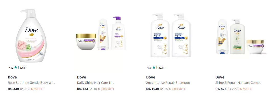 Image of Dove Beauty Product Min. 60% Discount