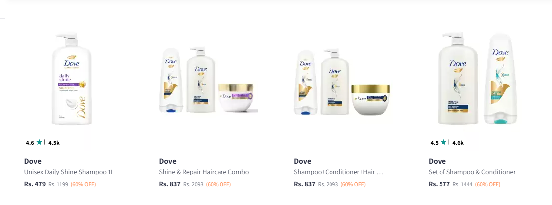 Image of Dove Hair Care & products Min. 60% Discount