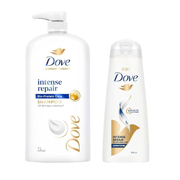 Image of Dove Intense Repair Shampoo & Conditioner Combo 1 Ltr + 335 ml (Enriched with Keratin Actives)