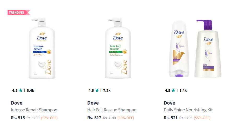 Image of Dove Shampoo & Conditioner Flat 57% Discount