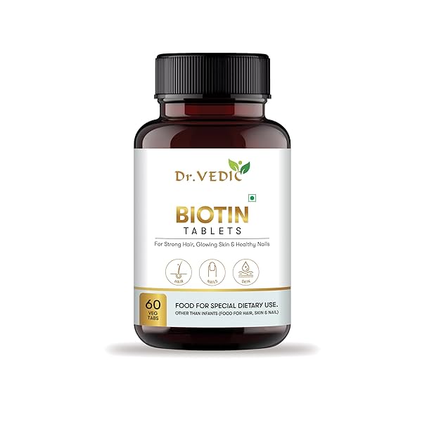 Image of Dr Vedic Biotin Tablets for Hair Growth, 60 Veg Tablets