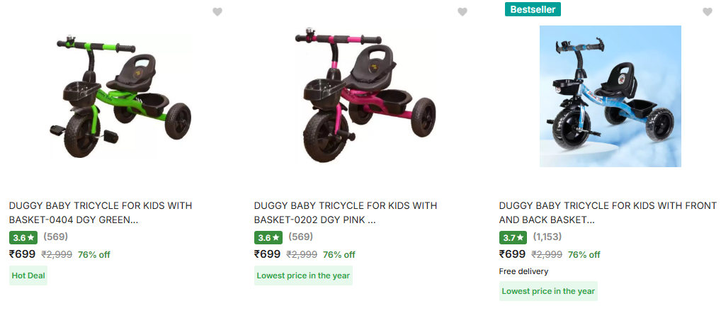 Image of Duggy Tricycles Kids Trycycle Starts @ ₹699