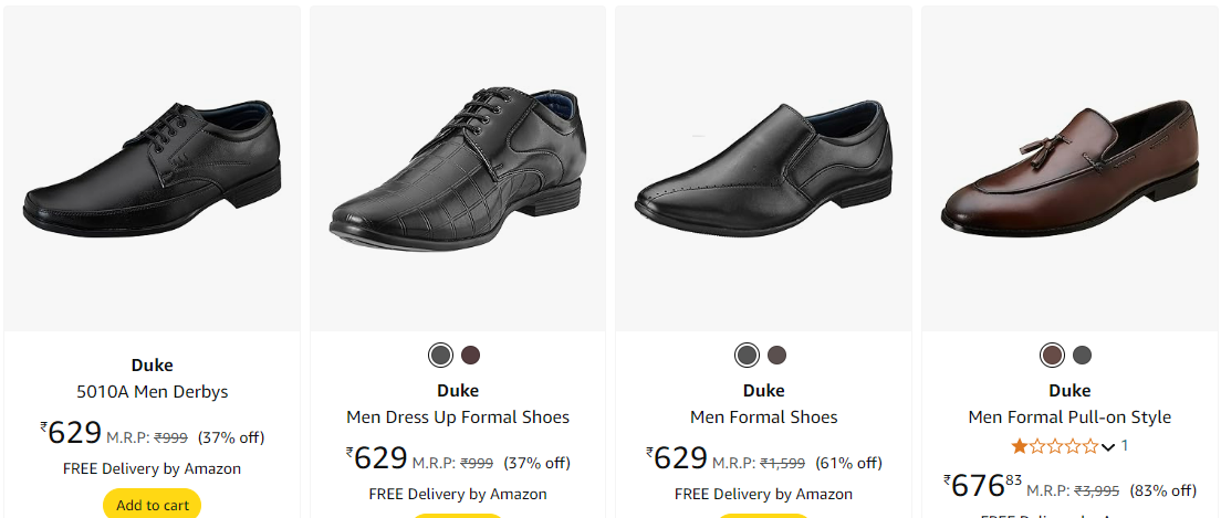 Image of Duke Men Formal Shoes :Up To 83% discount starting at just ₹629