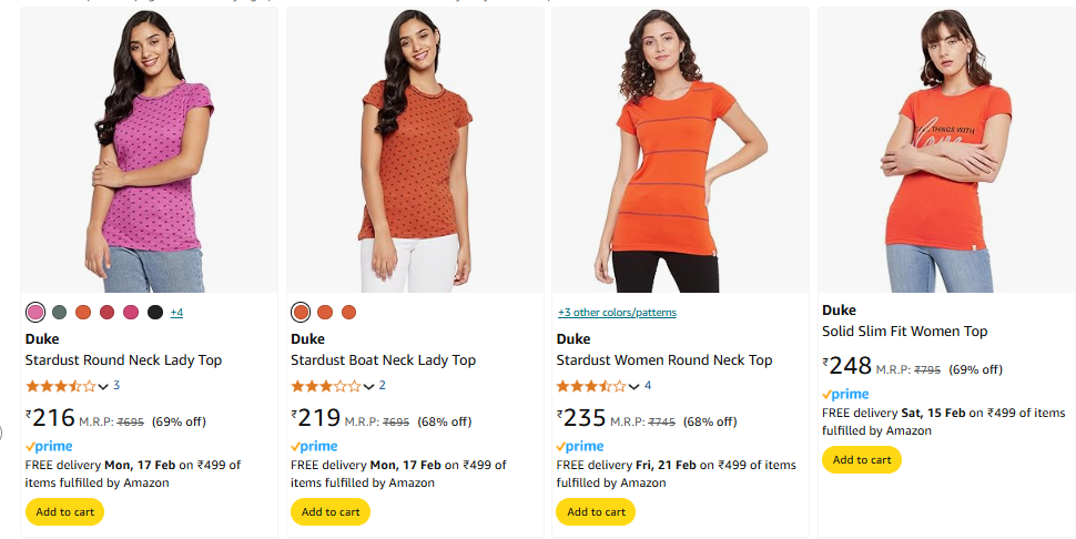 Image of Duke Stardust Round Neck Lady Top Minimum 65% Doscount