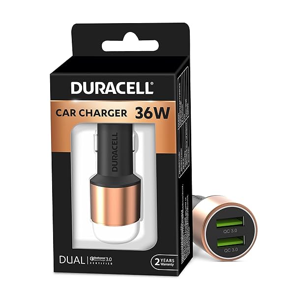 Image of Duracell 36W Fast Car Charger Adapter 