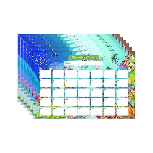 Image of ESCAPER Sea Life Theme Monthly Planner Sheets - Pack of 6