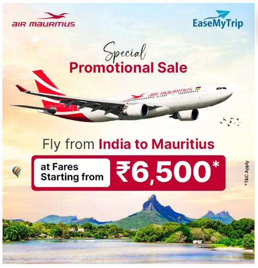 Image of EaseMyTrip Air Mauritius Offer: Direct Flights to Mauritius from India at the Fares Starting from ₹6500