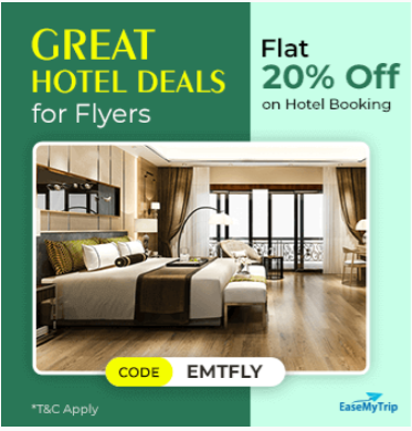 Image of EaseMyTrip Coupon: Flat 20% off on Hotel Booking for Flyers