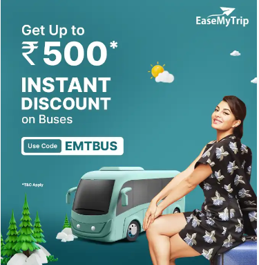 Image of EaseMyTrip Coupon: Flat 5% instant discount (up to ₹500) on bus tickets