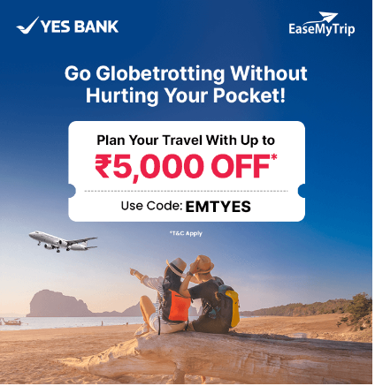 Image of EaseMyTrip Coupon : Save up to ₹5000 on flights & Travel Bookings Using Yes Bank Credit Cards