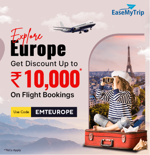 Image of EaseMyTrip Europe Flight Coupon: Up to ₹10000 Discount on Europe Flights