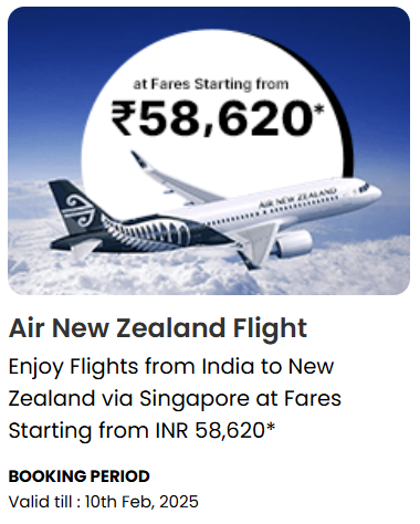 Image of EaseMyTrip Flight Offer: Flights from India to New Zealand via Singapore at Fares Starting from ₹58620