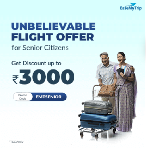 Image of EaseMyTrip Senior Citizen Flight Coupon: Up to ₹3000 Off on Flights For Senior Citizens