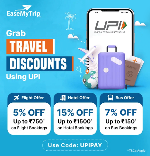 Image of EaseMyTrip UPI Offer: Get discount on Flights, Hotels & Bus using UPI Payment Method 