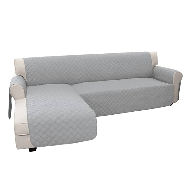 Image of Easy-Going L-Shape Sofa Slipcover (Large, Light Gray/Light Gray)