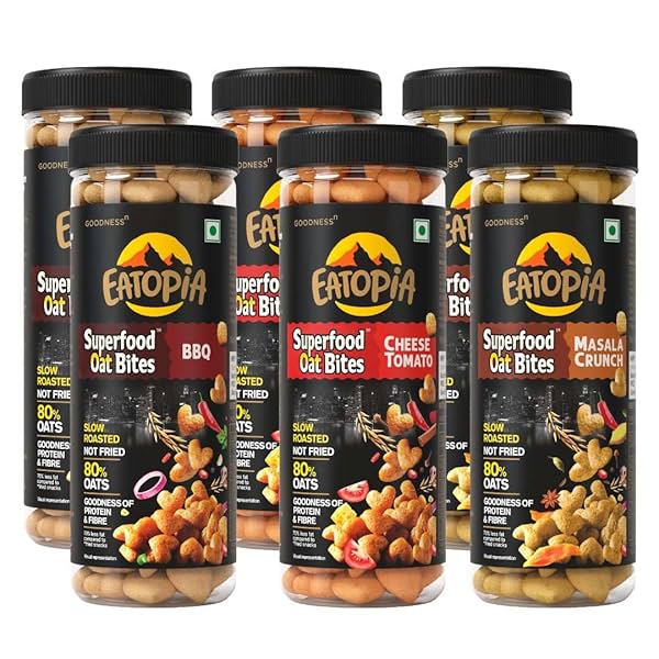 Image of Eatopia 2 Masala Crunch Oat Bites Healthy Diabetic Snacks Pack of 6