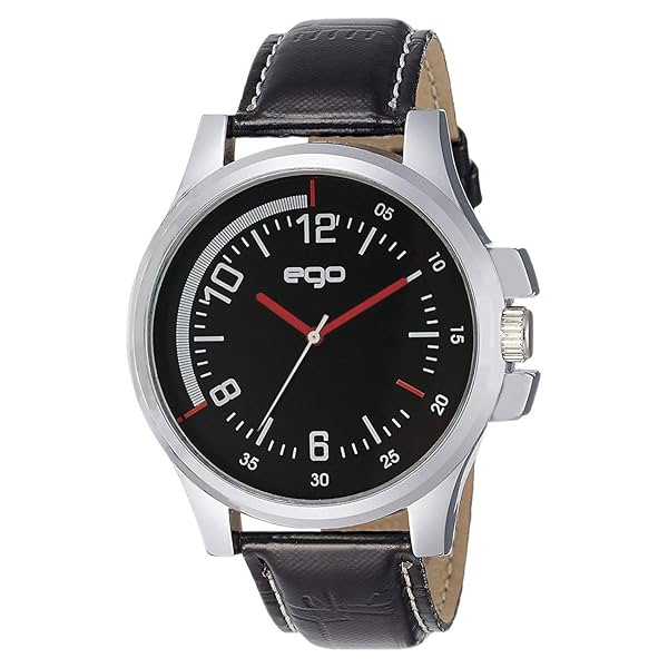 Image of Ego Analog Black Dial Men's Faux Leather Watch