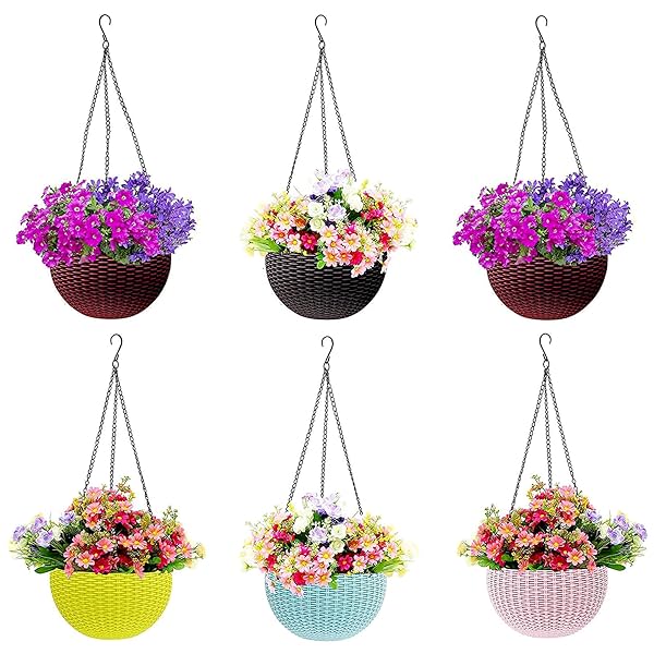 Image of Eightiz Plastic Hanging Pot, Multicolour, Pot Diameter -7.1 Inch, Pot Height -4.8 Inch, Pot Thickness -3 mm