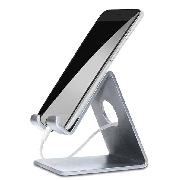 Image of Elv Desktop Cell Phone Tablet Tabletop Stand, Aluminum Stand Holder for Mobile Phone and Tablet (Up to 10.1 inch) - Silv