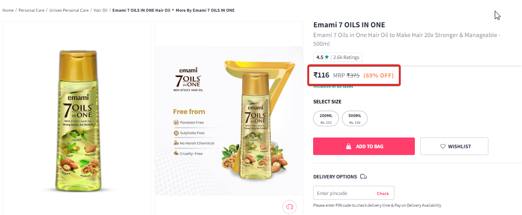 Image of Emami 7 OILS IN ONE Emami 7 Oils in One Hair Oil - 500ml