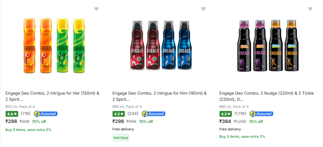 Image of Engage Deodorant Spray Combo starting at just ₹298