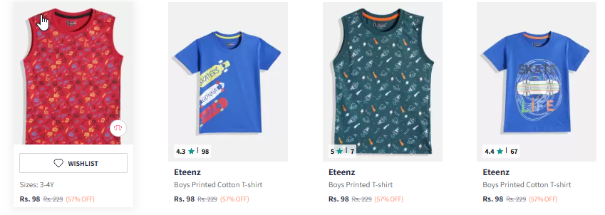 Image of Eteenz Boys Conversational Print T-shirt Starting Price @ ₹98