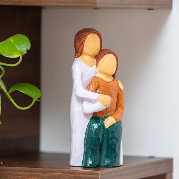 Image of ExclusiveLane 'Love Above All' Handpainted Wooden Figurine