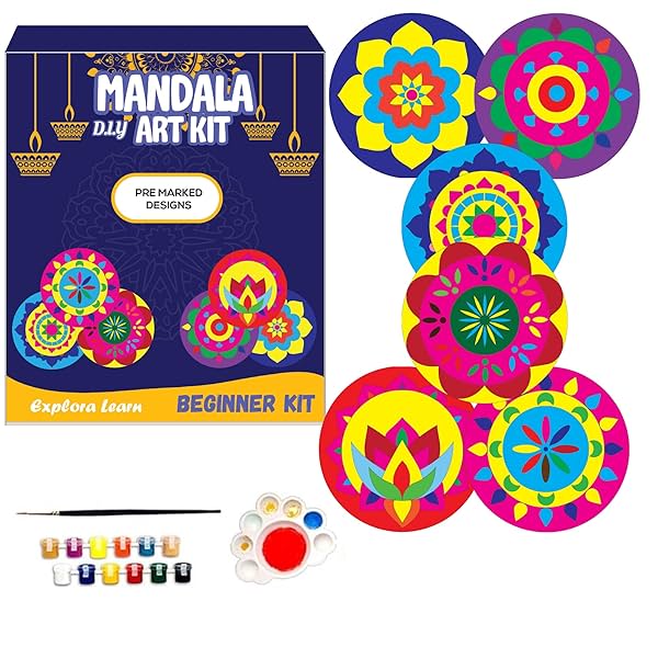 Image of Exploralearn Mandala Art Kit 6 Wooden Coaster