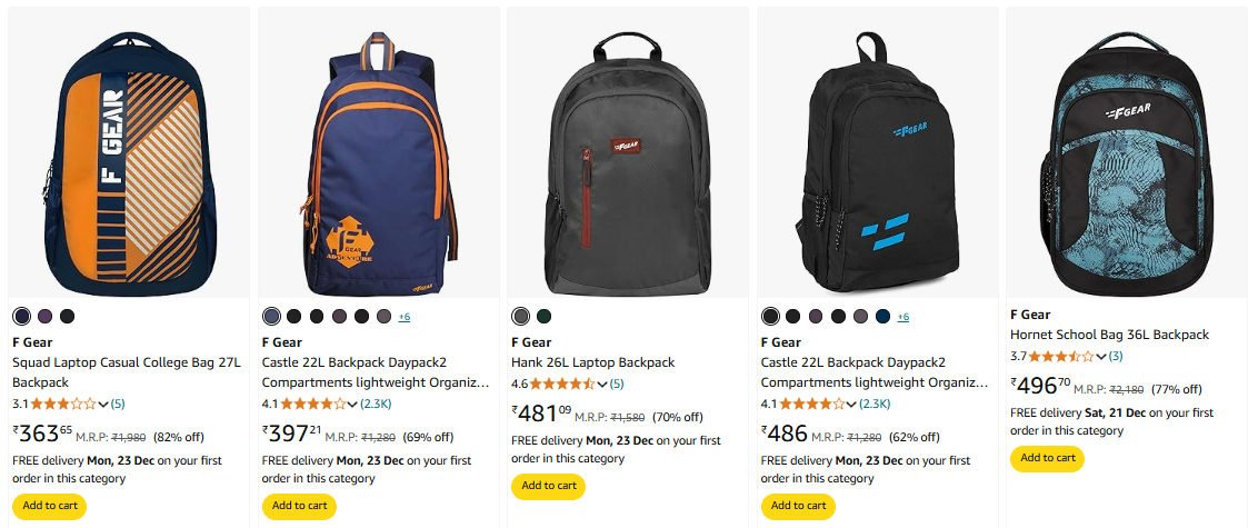 Image of F Gear Bags up to 82% Discount