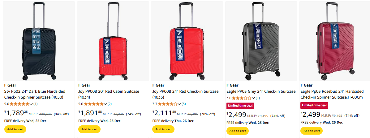 Image of F Gear Luggage up to 84% Discount