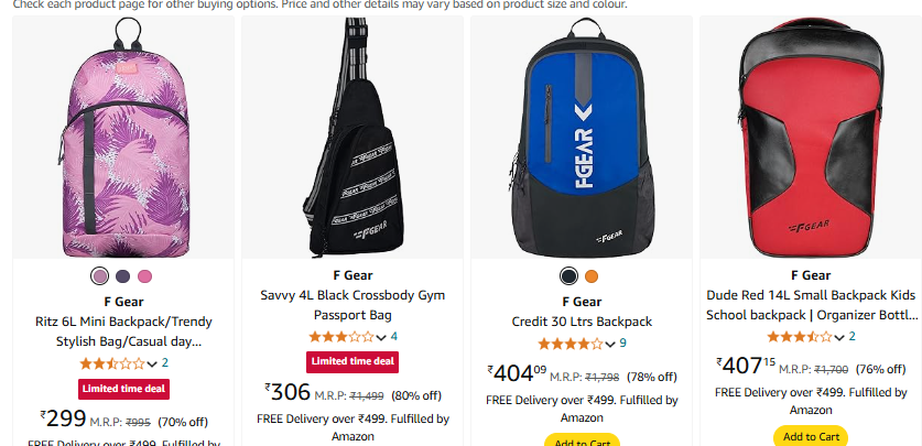 Image of F gear bags upto 80% Discount