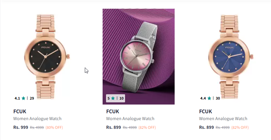 Image of FCUK Fashion Analog Watch Minimum 80% Discount